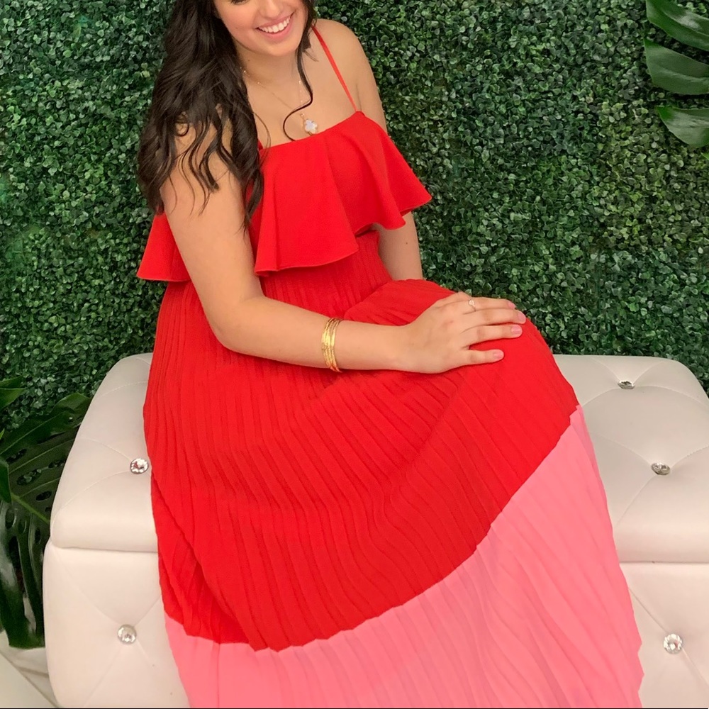 Designer Red & Pink Cocktail dress